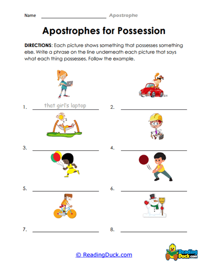 Possessive Objects Worksheet