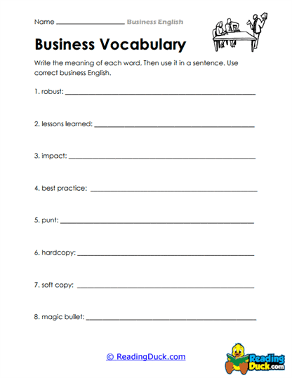 Vocabulary Builder Worksheet