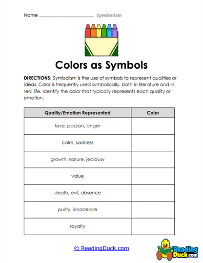 Color Code Worksheet
