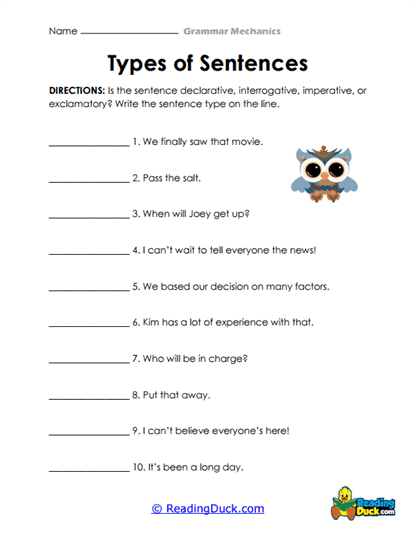 Sentence Scene Worksheet
