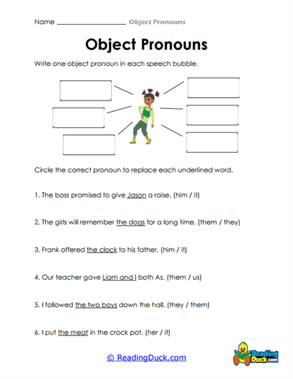 Pronoun Selector Worksheet