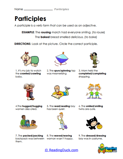Picture Participle Worksheet