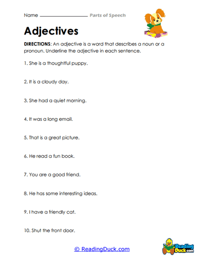 Adjective Detective Worksheet