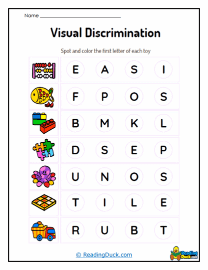 Toy Letters Worksheet