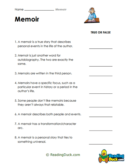 True or False Quiz Worksheet