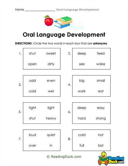 Opposite Match Worksheet