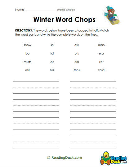 Winter Wordwork Worksheet