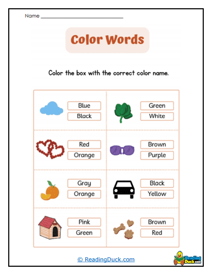 Match Colors Worksheet