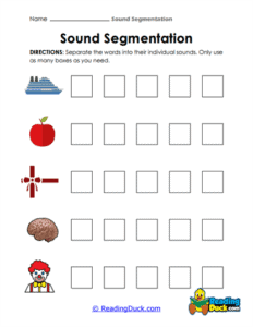 Sound Segmentation Worksheets | Phonics Skills | Reading Duck.com