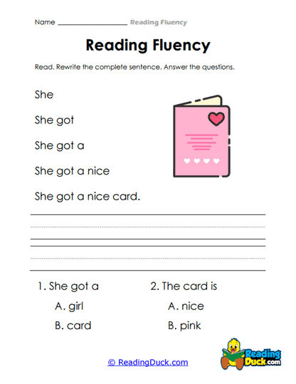 Nice Card Worksheet