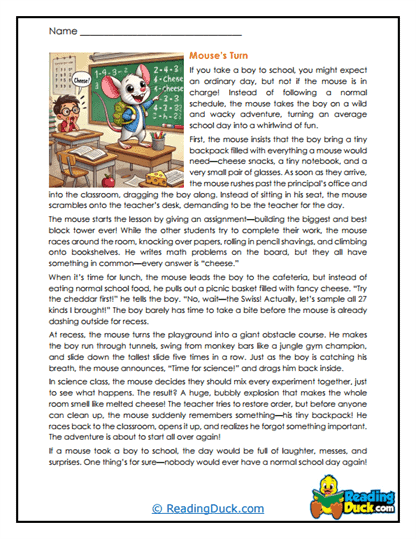 Mouse's Turn Worksheet