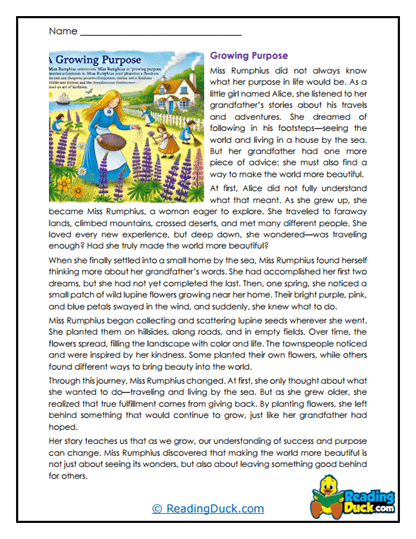 Growing Purpose Worksheet
