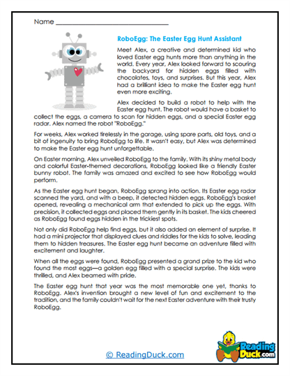 Robot Egg Hunt Worksheet