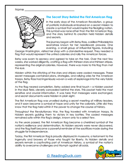 The First American Flag's Secret Worksheet