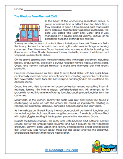 Woodland Café Comedy Worksheet