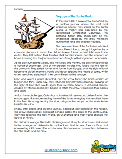 Voyage of Discovery Worksheet