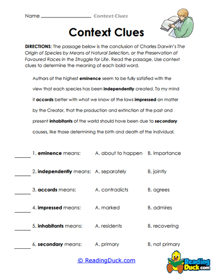 Darwin Decode Worksheet