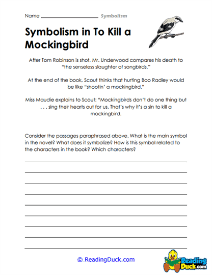 Mockingbird Meaning Worksheet