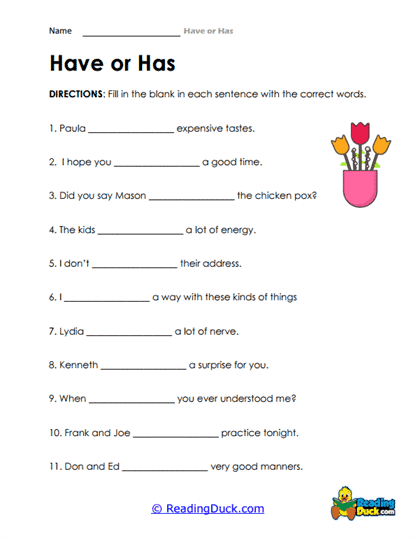 Fill-in Fun Worksheet