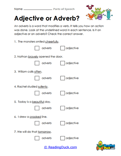 Adverb Adventure Worksheet