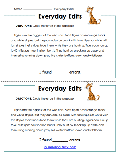Tiger Tales Worksheet