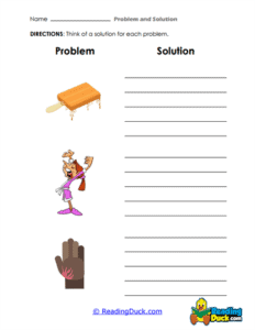 Problem and Solution Worksheets | Writing Series | Reading Duck.com