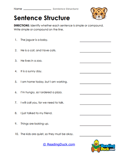 Simple or Compound Worksheet