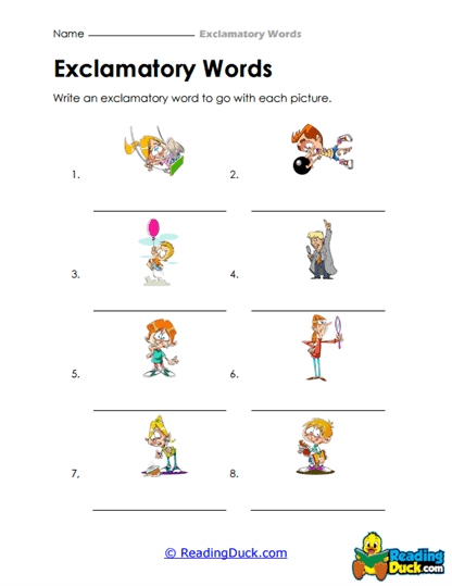 Picture Exclamations Worksheet