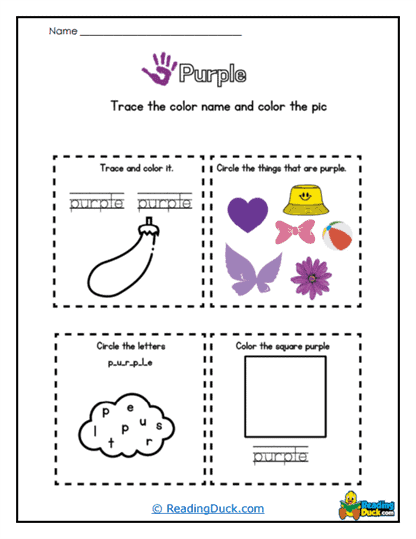 Purple Tracing Worksheet