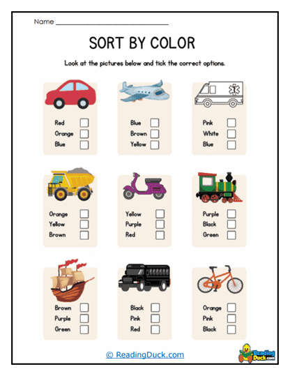 Color Check Worksheet