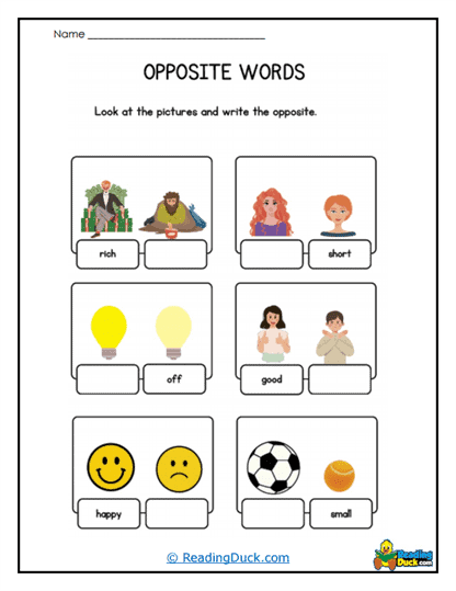 Word Opposites Worksheet