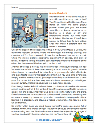Mouse Mayhem Worksheet
