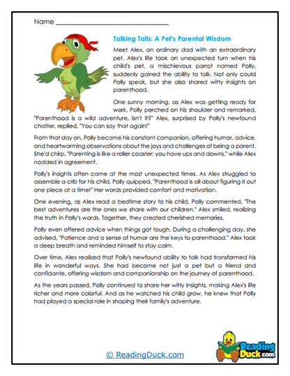 Talking Parrot Parenting Worksheet