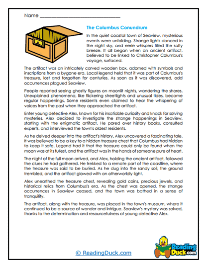 Seaview Mystery Worksheet