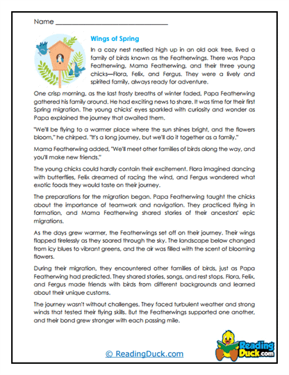 Spring Flight Worksheet