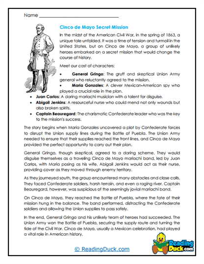 Secret Mission Cinco Worksheet