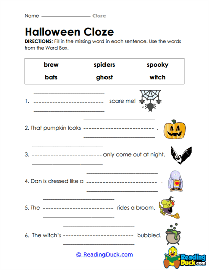 Spooky Vocabulary Worksheet