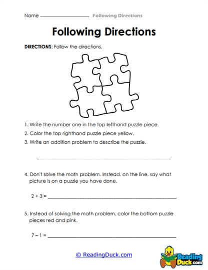 Puzzle Problems Worksheet