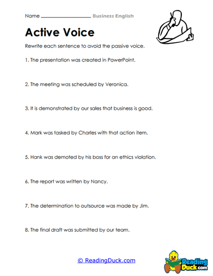 Active Voice Practice Worksheet