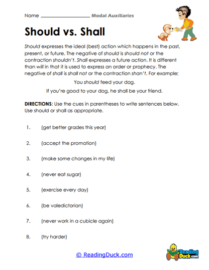 Should Shall Skills Worksheet