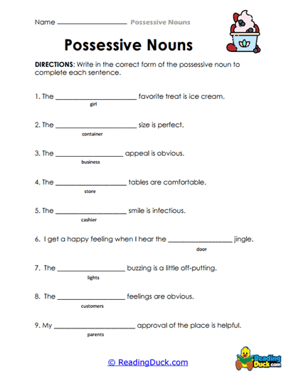 Possession Practice Worksheet