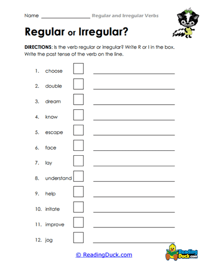 Tense Tracker Worksheet
