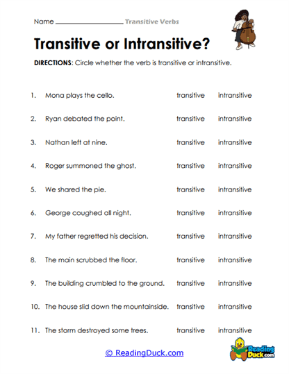Transitive or Not Worksheet