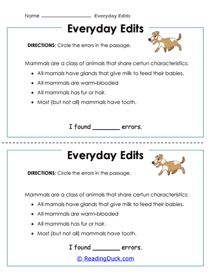 Mammal Mastery Worksheet