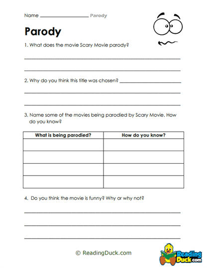 Scary Spoof Worksheet