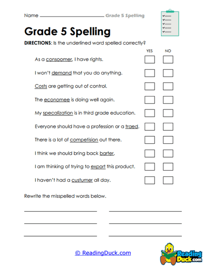 Spelling Check Worksheet