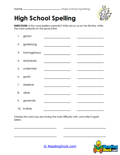 Spelling Verifier Worksheet