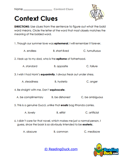 Abstract Meanings Worksheet