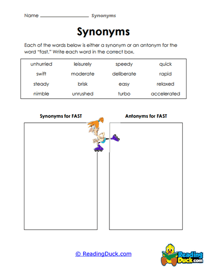 Quick Match Worksheet