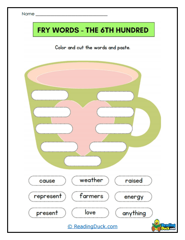 Word Cup Challenge Worksheet